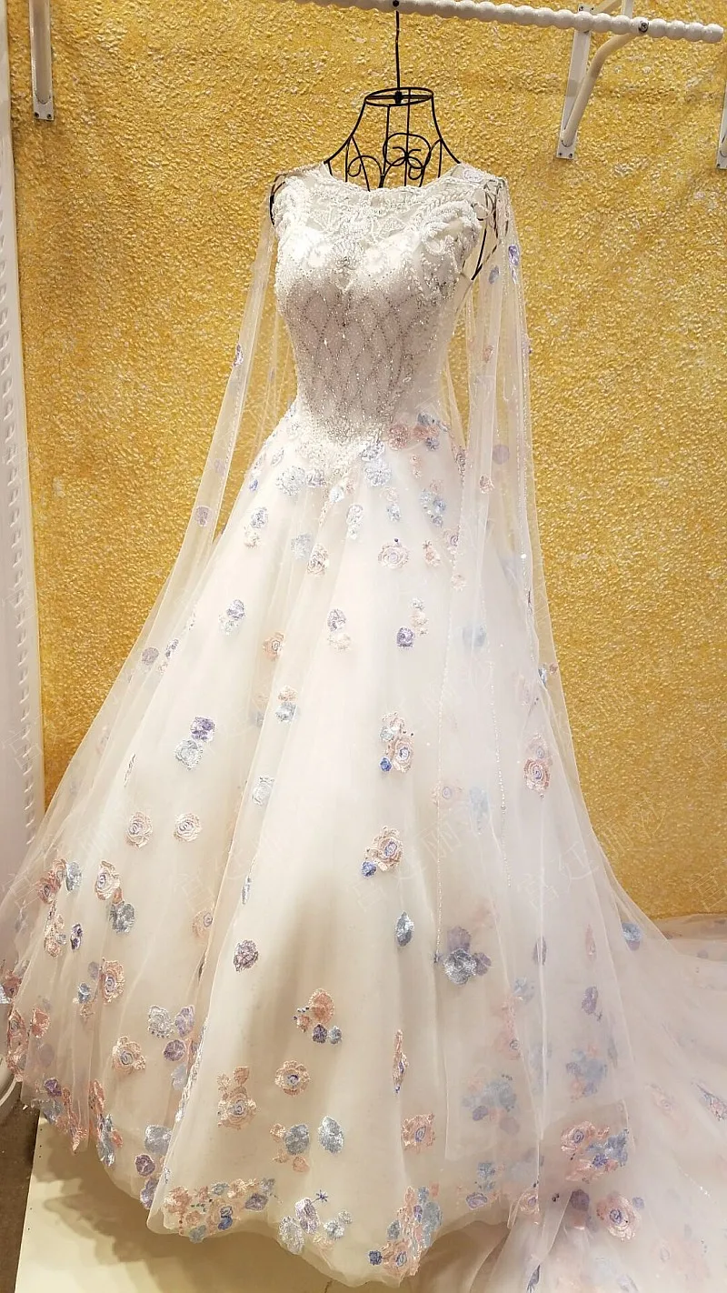 Vestido de noiva, свадебное платье с рукавами-крылышками и кристаллами, v-образный вырез, vestido de noiva com renda, бальное платье, vestido de casamento Novia