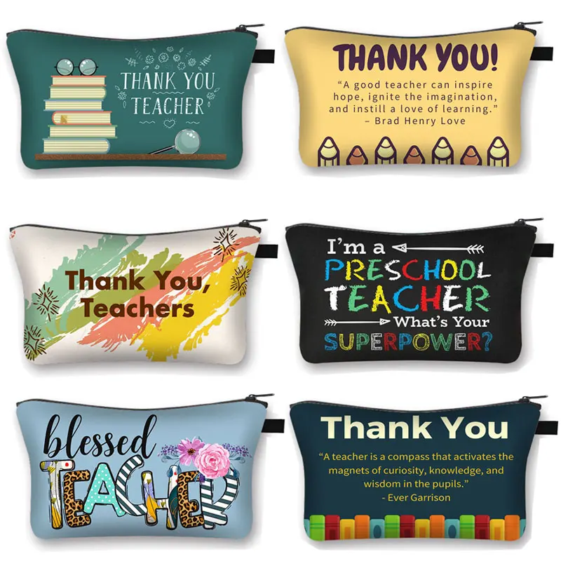 Thank You Teacher Superhero Cosmetic Case Women Makeup Bags Storage