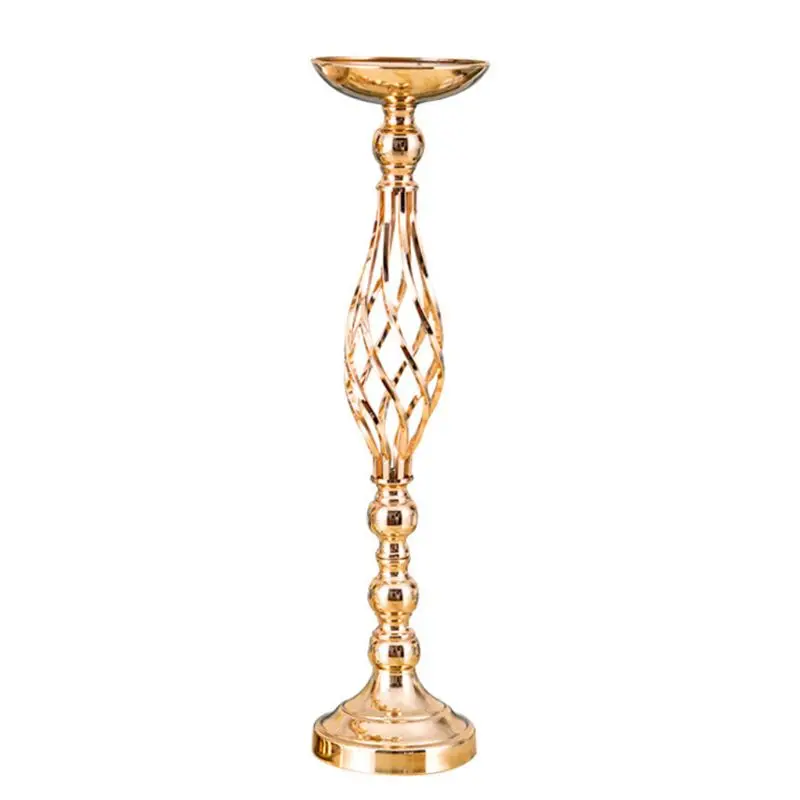 L SIZE Gold Flower Vases Candle Holder Rack Stand Wedding Decoration Road Lead Table Centerpiece Pillar Party Event Candlestick - Цвет: L SIZE