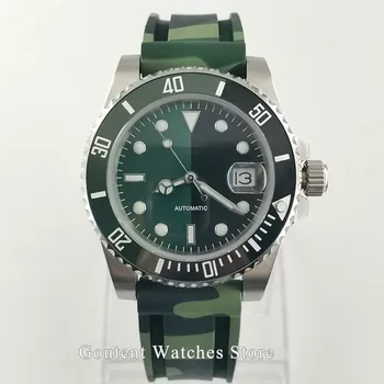

Bliger 40mm Men's watch dial luminous waterproof rubber strap sapphire glass date window Automatic mechanical