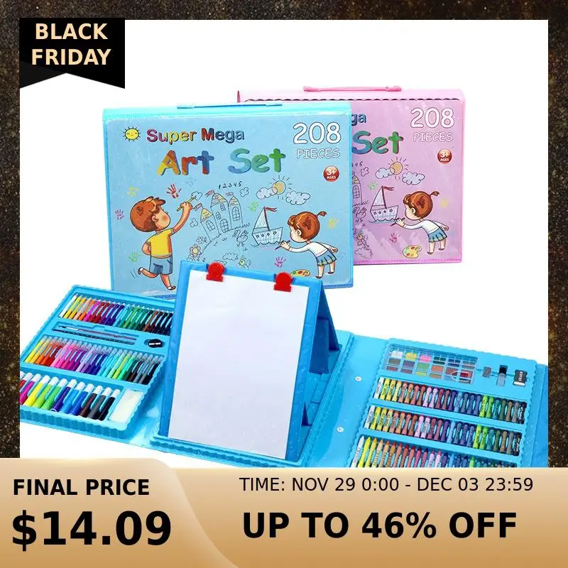 1035.63руб. 40% СКИДКА|288 шт детский подарок акварельный рисунок художественный маркер кисть Набор для рисования детский художественный Набор для рисования подарок для детей канцелярские принадлежности для офиса-in Рисовальные наборы from Офисные и школьные принадлежности on AliExpress 