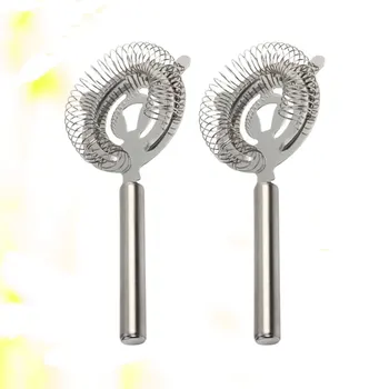 

2 PCs Cocktail Filter Durable Stainless Steel Premium Barware Ice Straining Tool with Handle for Bartenders
