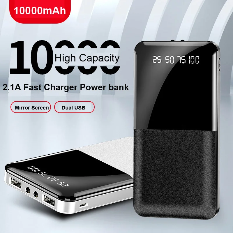 

Slim 10000mAh Mini Power Bank Portable Charger Ultra-thin LED Powerbank External Battery Poverbank Fast Charger for Mobile Phone