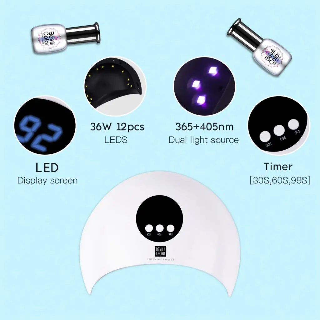 Сушилка для ногтей 30/60/99S УФ-светодиодный гвоздь лампа для сушки ...