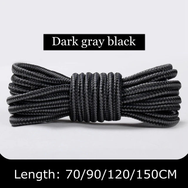 1 Pair Martin Shoes Round Shoe Laces Striped Double Color Fashion Shoelaces Outdoor Hiking And Leisure Sports Shoelace 18 Color Dark gray black