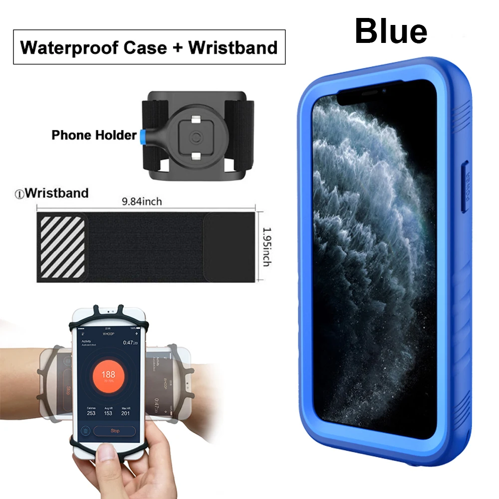 Подводный чехол для телефона для iPhone 11 Pro Max X XS Max XR Плавание Дайвинг бег уникальный дизайн водонепроницаемый противоударный чехол - Цвет: Case n Wristband