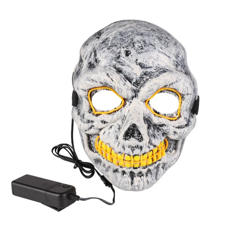 USB for Halloween Cosplay Funny Party Mask with LED EL Wire Full Face Covered 3 Modes Adjustable
