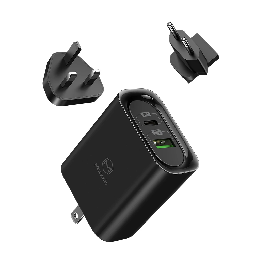Mcdodo 3 в 1 ЕС США Великобритания переходник 30 Вт PD USB зарядное устройство для Macbook iPhone samsung AFC Xiaomi huawei SCP/FCP 5A супер быстрая зарядка - Тип штекера: Black