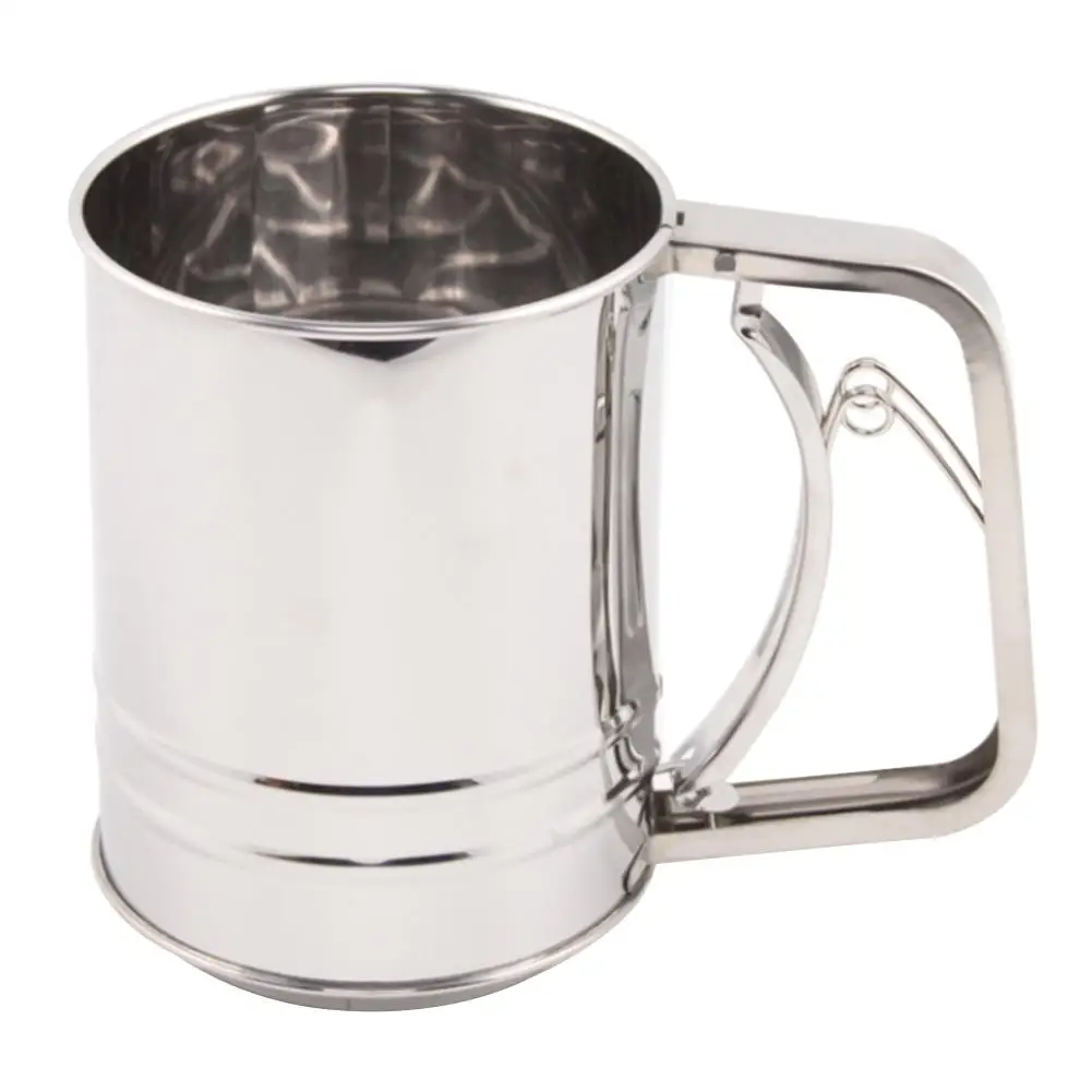 Прочный Портативный сито для муки из нержавеющей стали большое сахарной пудры