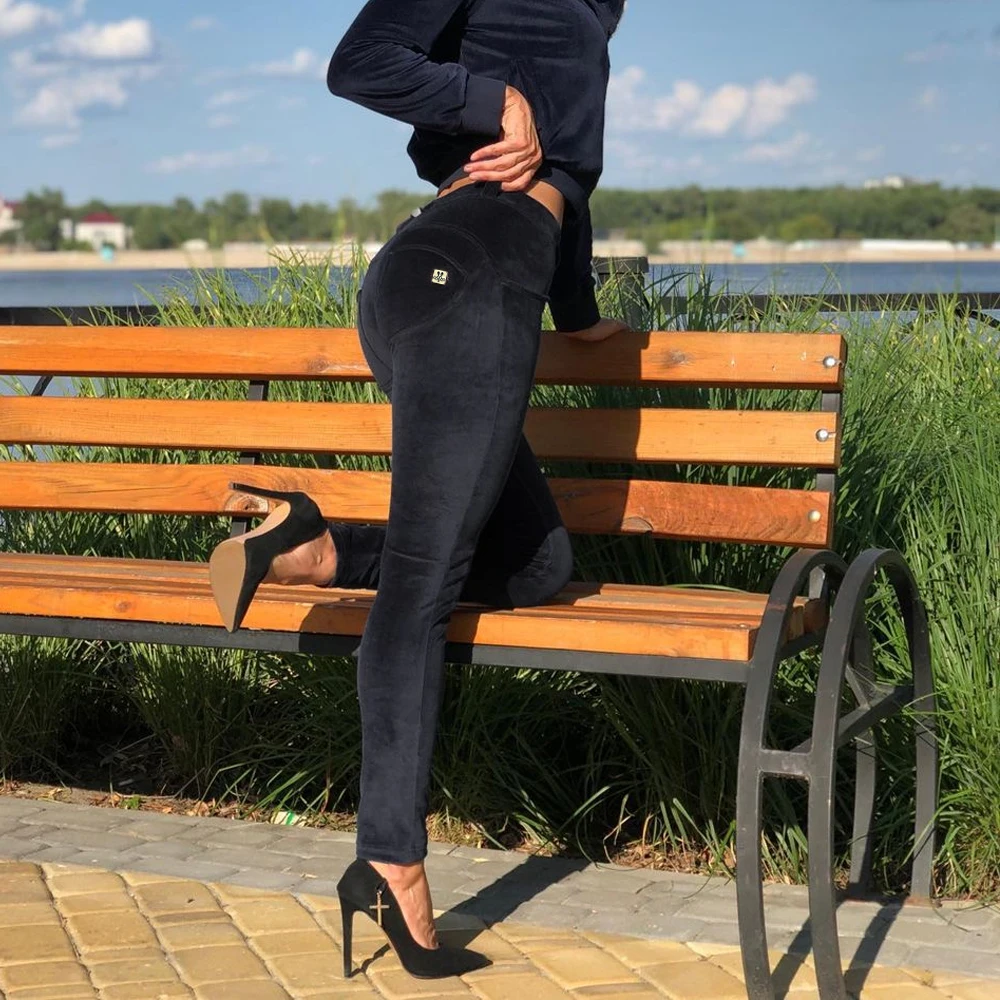 Shascullfites Melody Women's Elegant Velvet Pants Solid Color High Elastic Warm Slim Booty Lifting Leggings Straight Pants 3