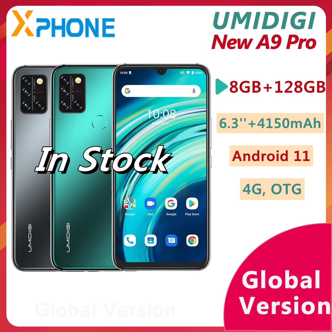 UMIDIGI A9 Pro 8 ГБ 128 4150 мАч Face ID функцией отпечатков пальцев (Fingerprint 6 3 дюймов Android 11