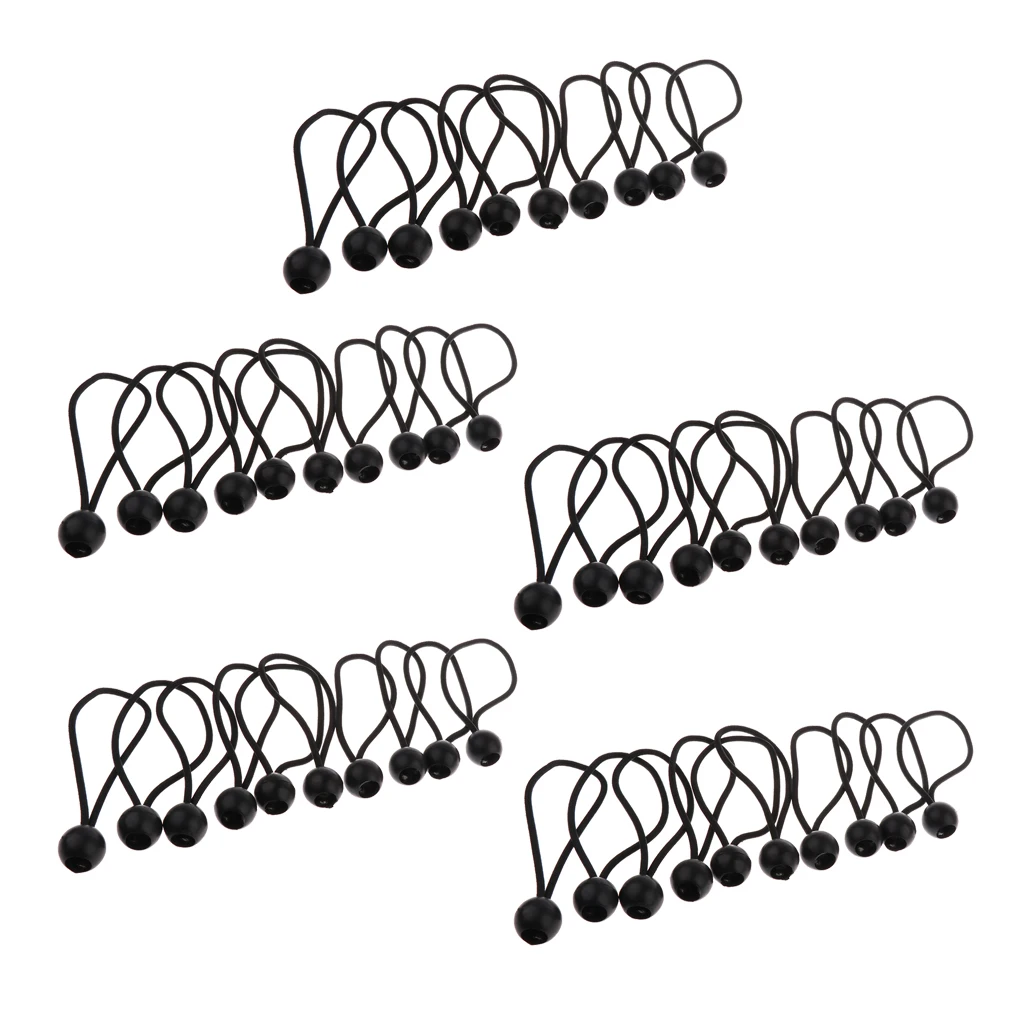 50pcs 162mm 5mm Heavy Duty Ball Bungee Cords Elastic Tie Ropes for Securing Canopy Tent Tarp