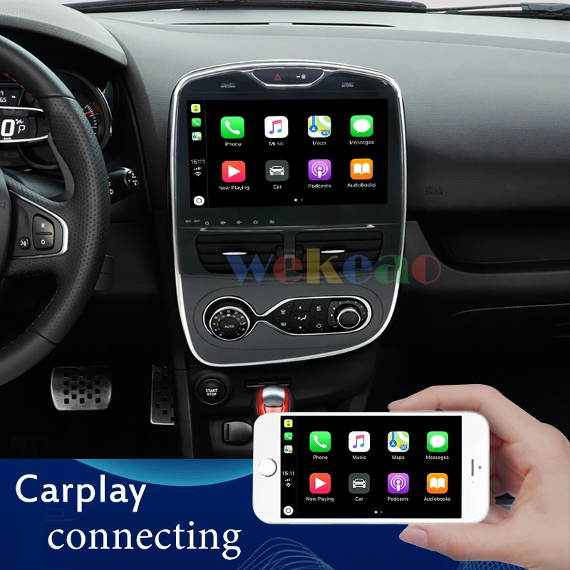 Wekeao сенсорный экран 10,1 ''Android 9,0 Автомагнитола для Renault Clio Android авто gps навигация 2012- wifi 4G DSP