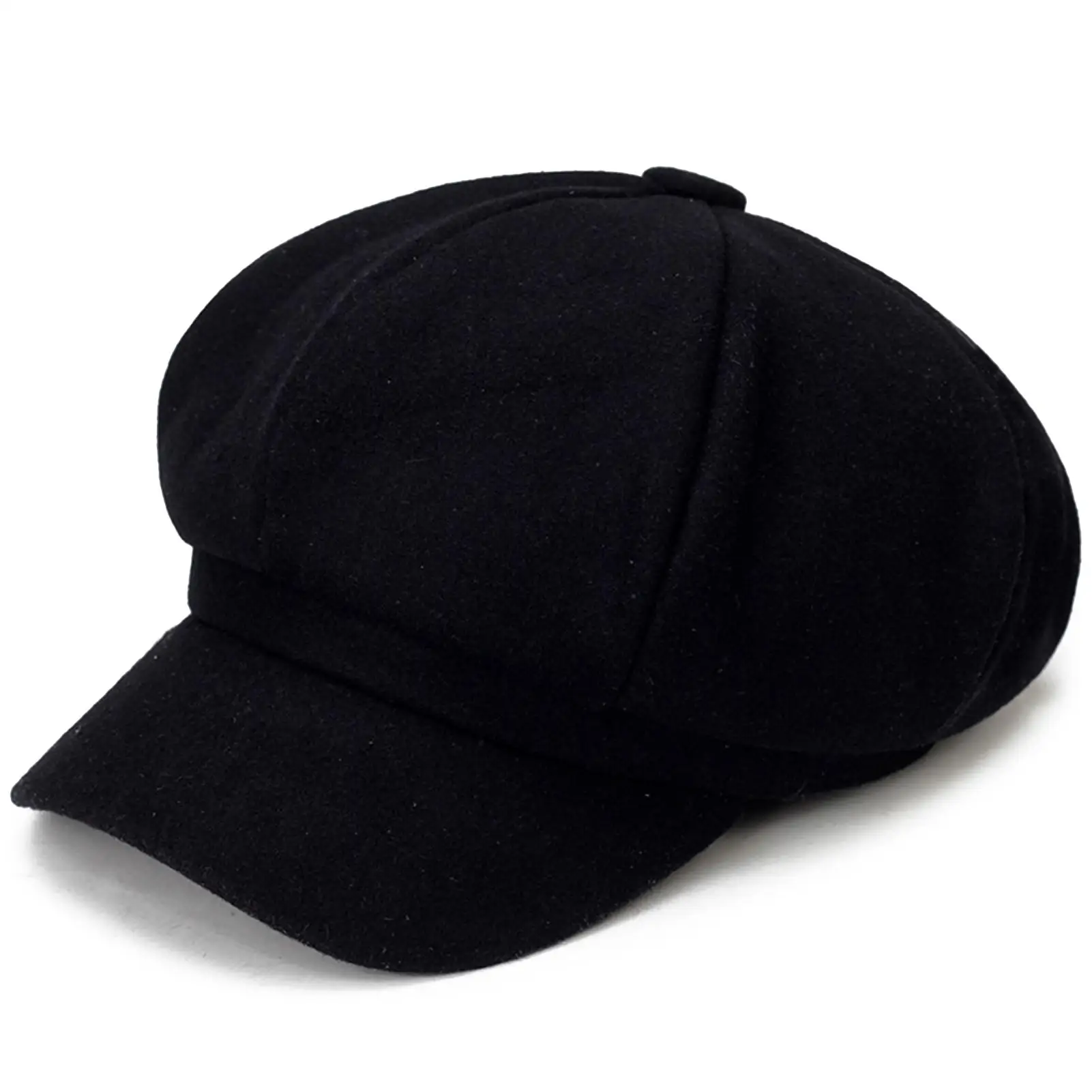 Women's hat Autumn Winter Warm Fashion Octagonal Hat Woolen Cloth Casual Beret Cap Solid Artist Painter Newsboy Hats Black Grey