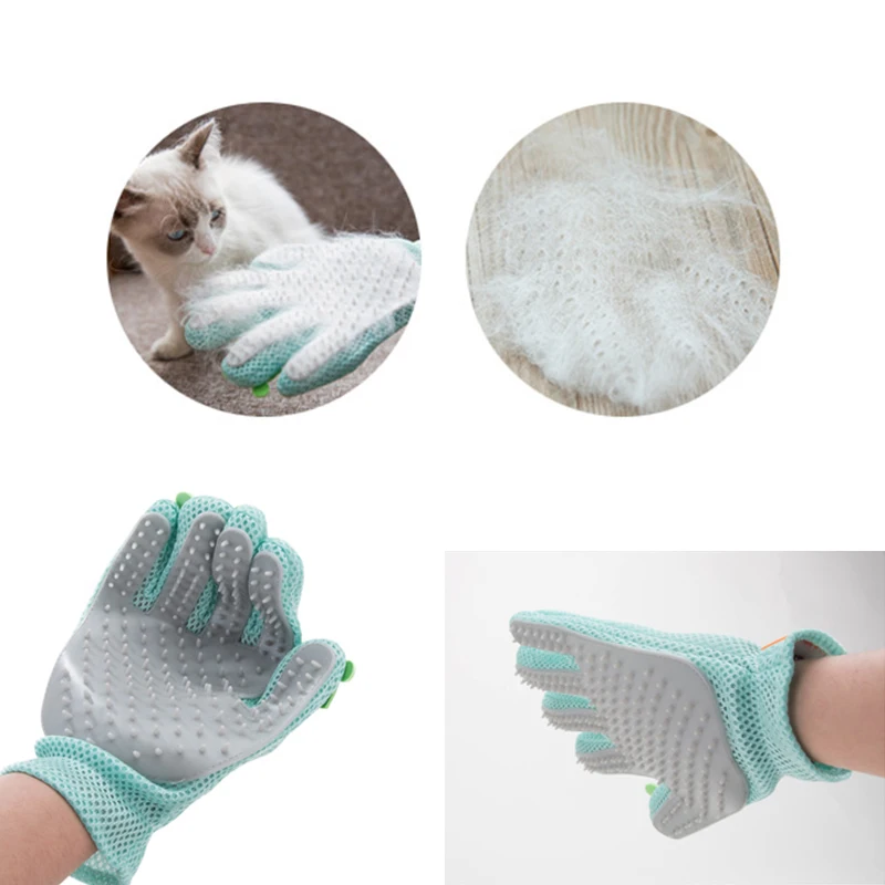 Silicone cat grooming glove cats wool glove Pet Hair Deshedding Brush Comb Glove For Pet Dog Cleaning Massage Glove For Anima