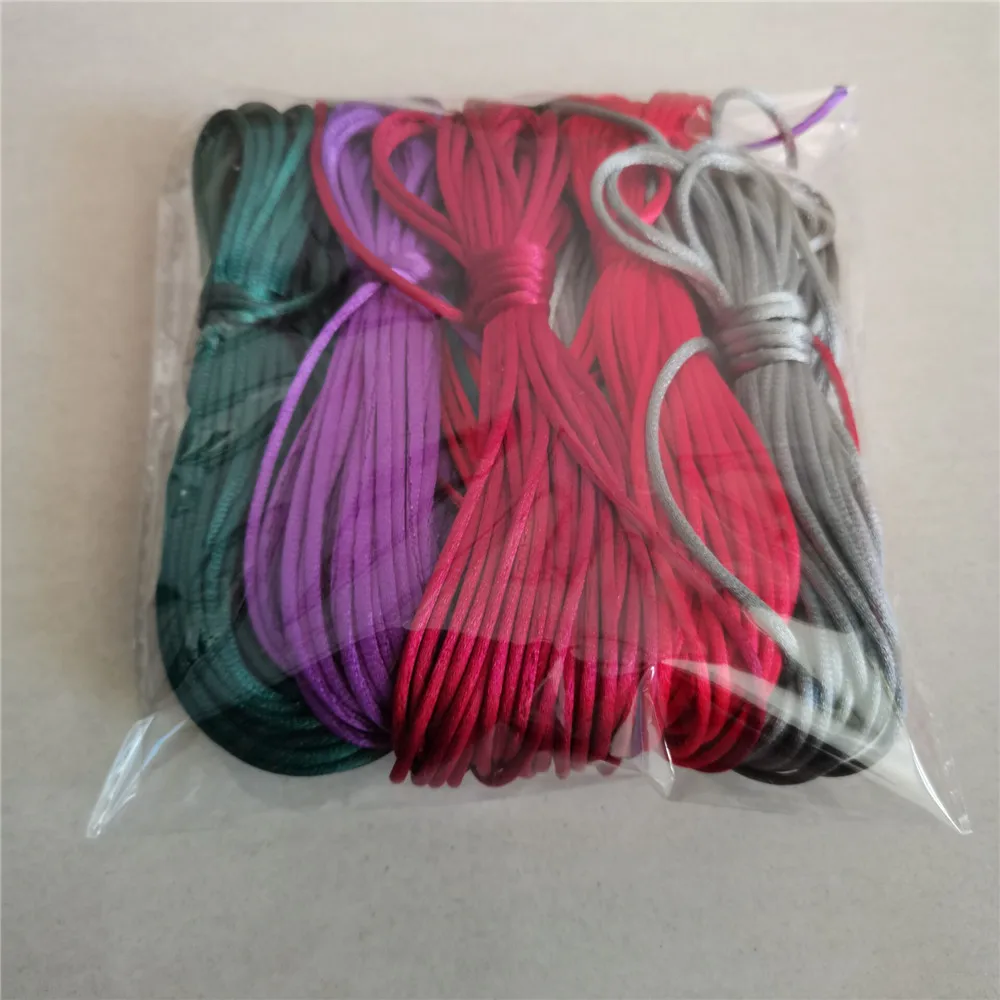 Satin Cord 2mm 20m Black Rattail Chinese Knot Braided