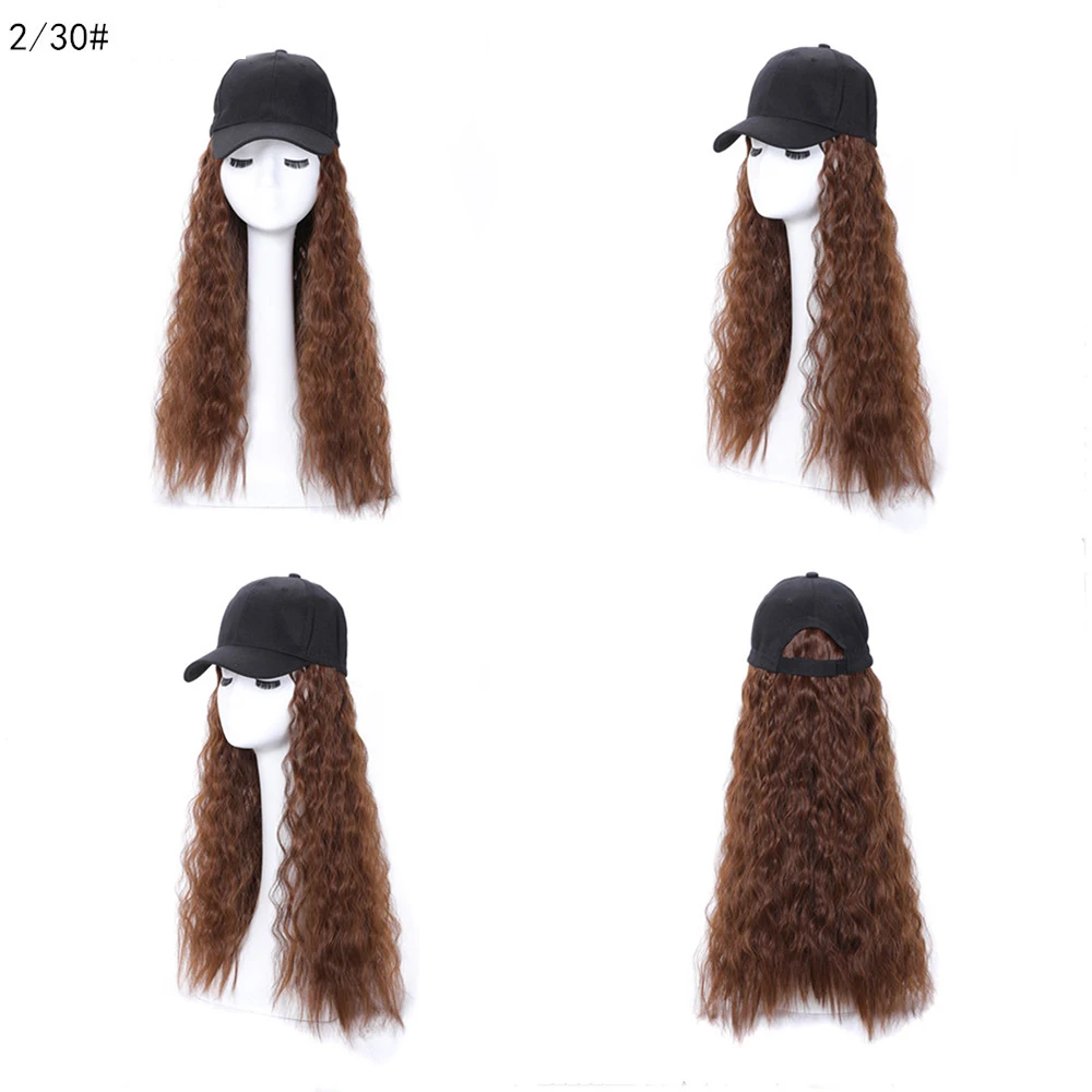 Linen Парик женские длинные волосы мода утка язык шляпа парик все-в-одном женский летний сетчатый красно-черный длинный прямой натуральный полный комплект головы - Цвет: Linen