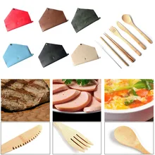 Utensílios de bambu Conjunto de Talheres de viagem Eco De Madeira Ao Ar Livre Portátil conjunto de Saco talheres Pauzinhos de bambu Utensílios de desperdício Zero(China)