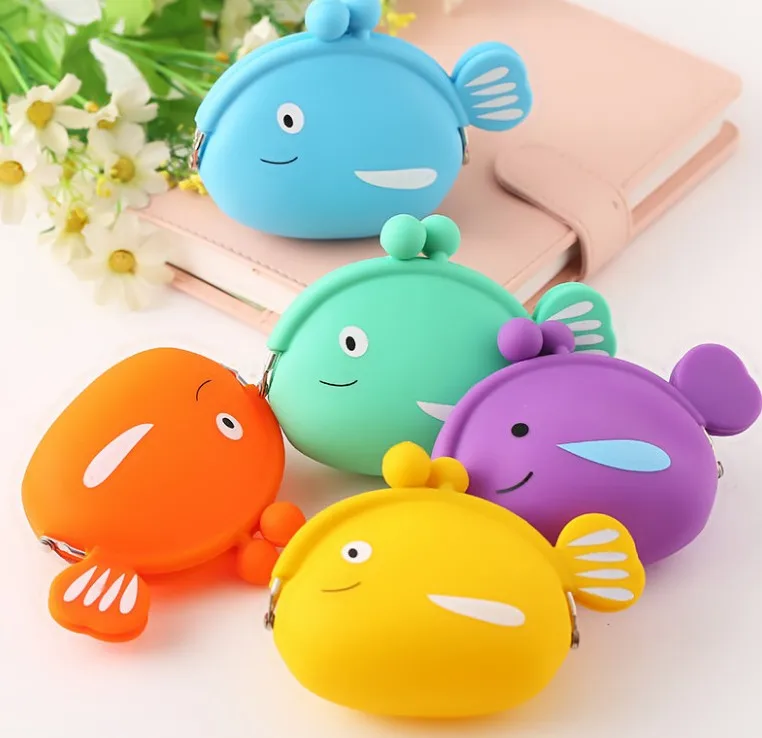 1 шт. Kawaii для девочек мини силиконовый кошелек ярких цветов для хранения мелочи и рыбы небольшое изменение Сумка для документов Для женщин ключ кошелек сумка для Для детей Подарки
