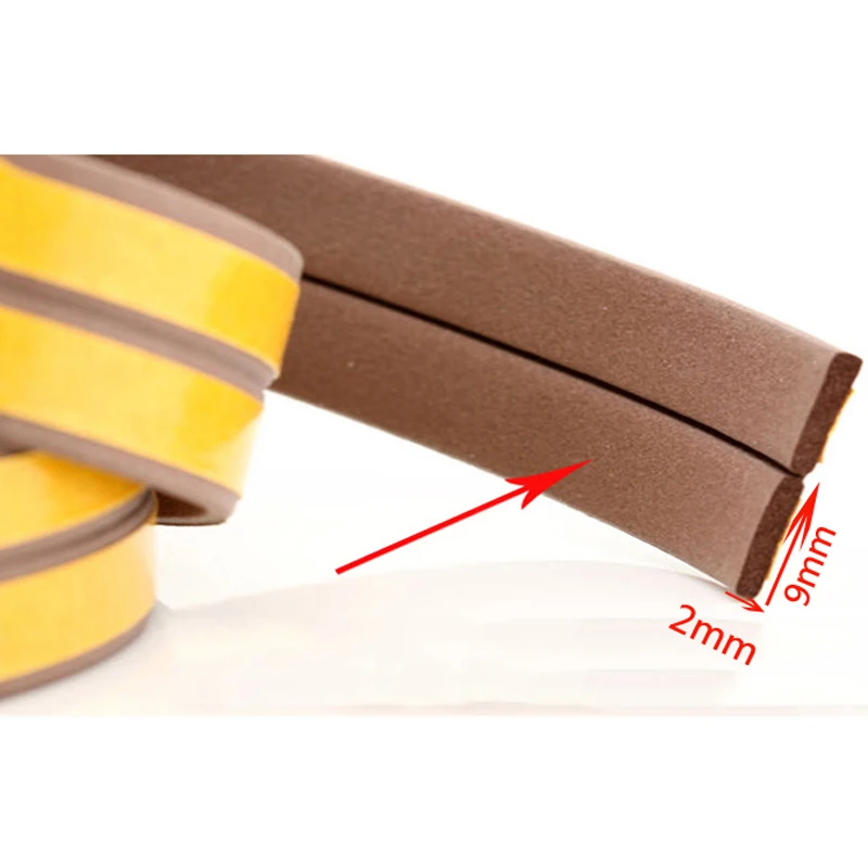 5-10M Door Window Seals Ruber Soundproof Strips Steel Cabinets Wooden door seams anti-collision I Type 9mm*2mm | Обустройство дома
