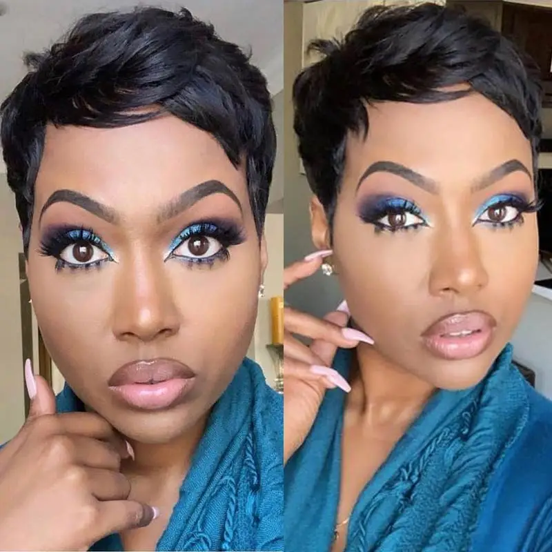 Rebecca Short Straight Hair Wig Pixie Lace Human Hair Wigs For Black Women Peruvian Remy Short Lace Pixie Cut Fashion wig human hair lace frontal