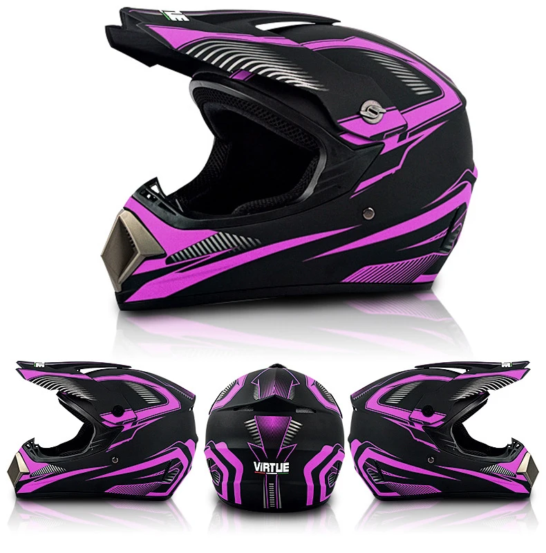 Фиолетовый Супер-Крутой мотоциклетный внедорожный шлем ATV Dirt Bike шлем MTB Горный шлем полный шлем 3 подарка и много дизайнерских емкостей - Цвет: Фиолетовый