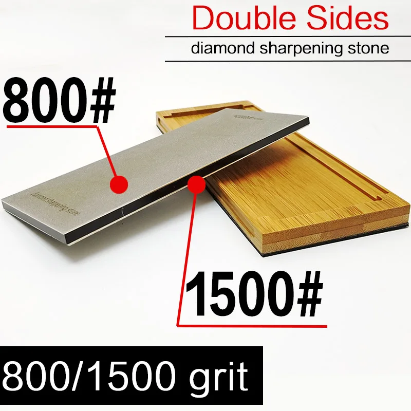 80-3000 Алмазная двухсторонняя точилка для ножей Профессиональные кухонные инструменты заточка камней Шлифовка с бамбуковой основой - Цвет: 800 1500 grit