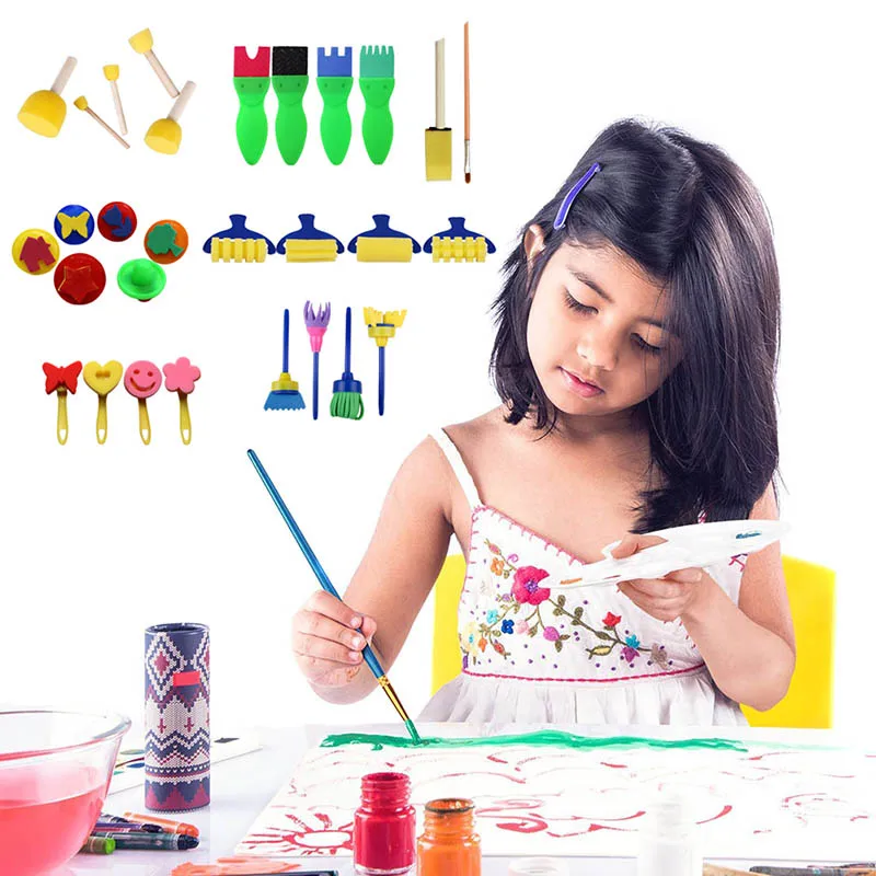 29pcs DIY Art Tool Sets Sponge Brush Stamp Children Painting Graffiti Painting Brush Stamp Tool Sets DEC889