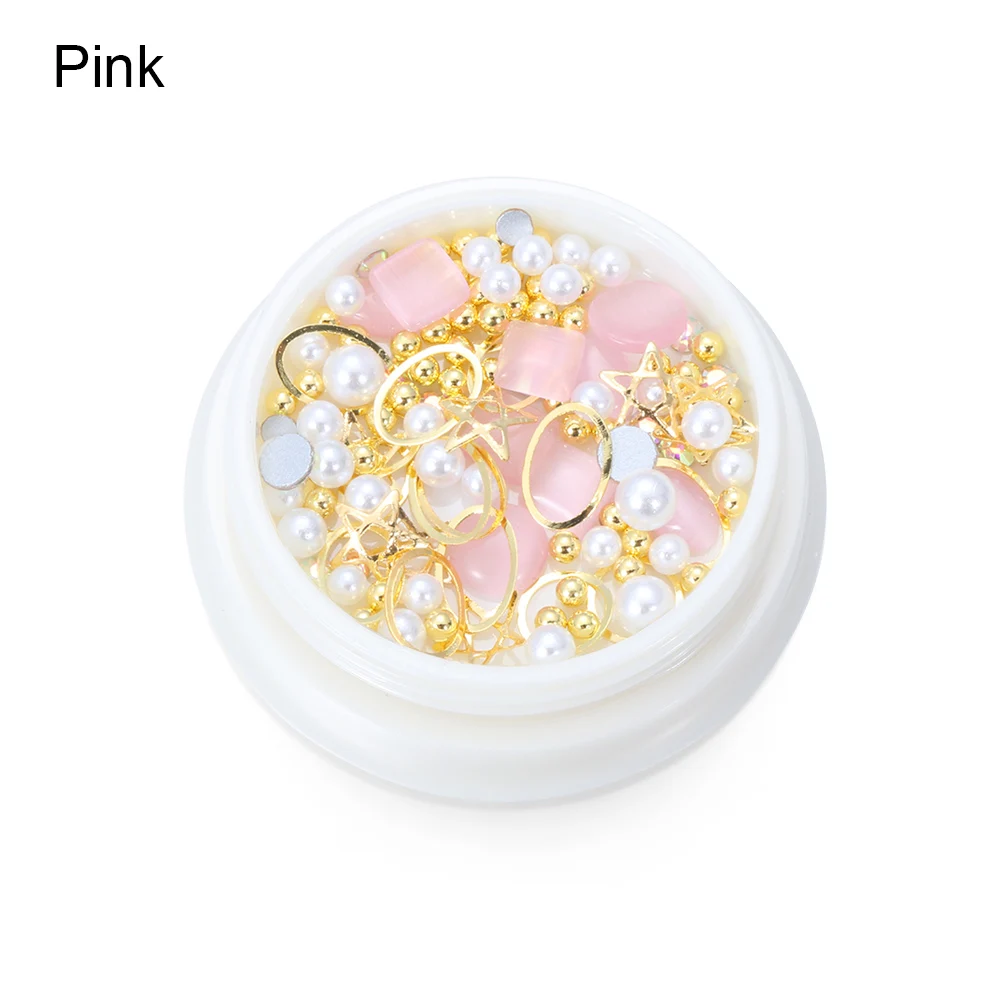 pink 1 коробка 3D хрустальные камни для дизайна ногтей DIY опал Стразы ювелирные камни микс нейл-арта украшения Блестящие модные женские туфли декор для маникюра - Цвет: pink