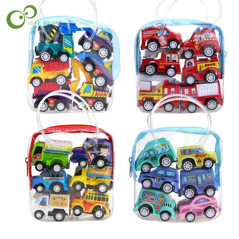 Coche de juguete para niños, tienda de maquinaria móvil, vehículo de construcción, camión de bomberos, Taxi, Mini coches para bebés, regalo, 6 piezas, GYH - AliExpress y pasatiempos