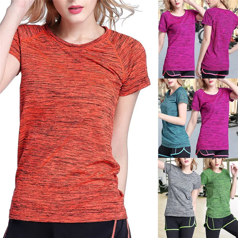 

Summer Quick-drying T-shirt Thin Sports Short Sleeve Women Loose Running Clothes Yoga Fitness Clothes Breathable Sweat E