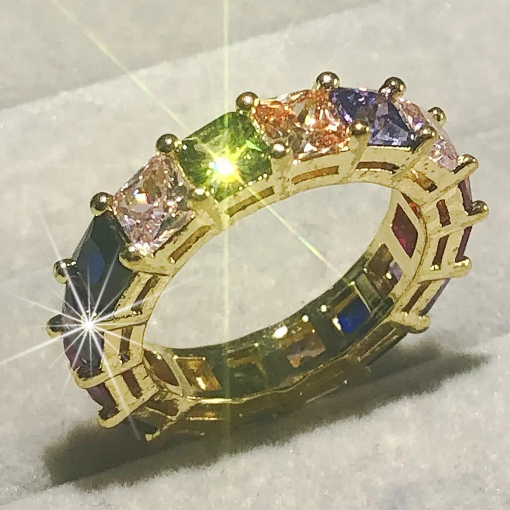 Anillo De Compromiso De Plata 925 Multicolor Para Mujer Sortija De 