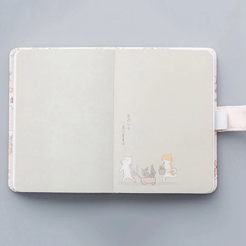 Cute Cartoon Printed Notebook Kawaii Animal PU Cover Nopated Traveler Journey Diary School Office Supply