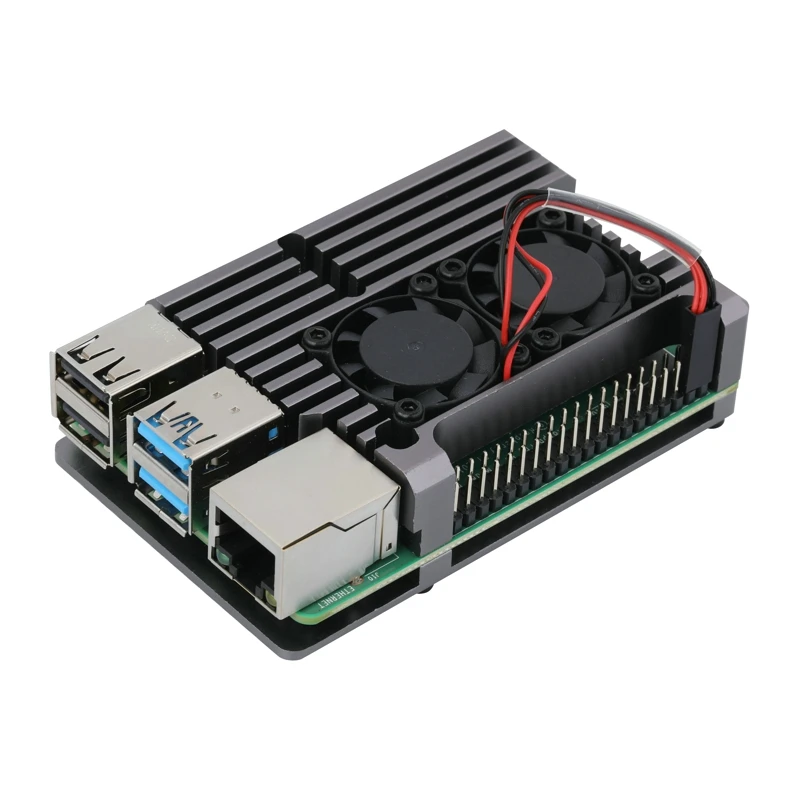 Raspberry Pi 4, металлический корпус, алюминиевый чехол, корпус, охлаждающая крышка с двойным вентилятором, опционально для RPI 4, Модель B