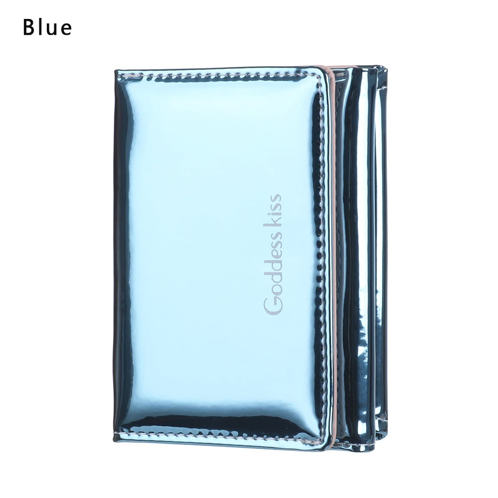 blue 1 шт. многофункциональный женский короткий маленький кошелек для монет кошелек Дамский кожаный складной держатель для карт лазерный цветной Кошелек для монет - Цвет: blue