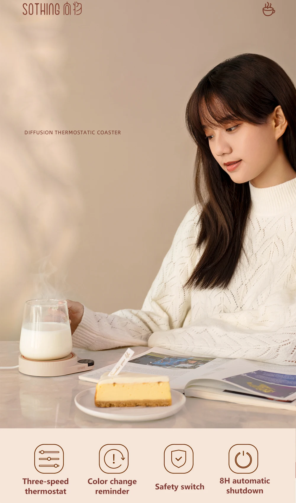 Xiaomi Sothing Heating Coaster Adjustable Temperature Digital Display Electric Hot Plate 3 Gear