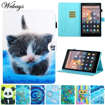 

Wekays Coque For Amazon HD8 2017 2016 Cartoon Cat Leather Funda Case For Amazon Kindle Fire HD8 HD 8 2017 2016 8.0" Cover Cases