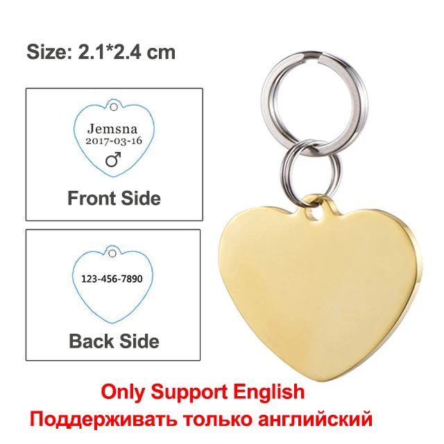 gold heart tag Регулируемый ошейник для кошек с колокольчиком для маленьких собак, щенков, кошек, питомцев, товары для котят, щенков, кошек, домашних животных, ошейники для чихуахуа YS0031 - Цвет: gold heart tag