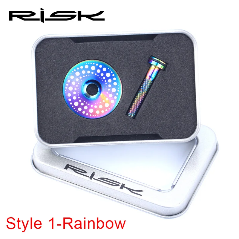 Galaxy-Rainbow Risk 3 стиль титановый сплав подвесной стержень для велосипеда+ M6* 30 мм велосипедная гарнитура колпачок болт для стойки для MTB шоссейного велосипеда 28,6 мм верхняя передняя вилка - Цвет: Galaxy-Rainbow