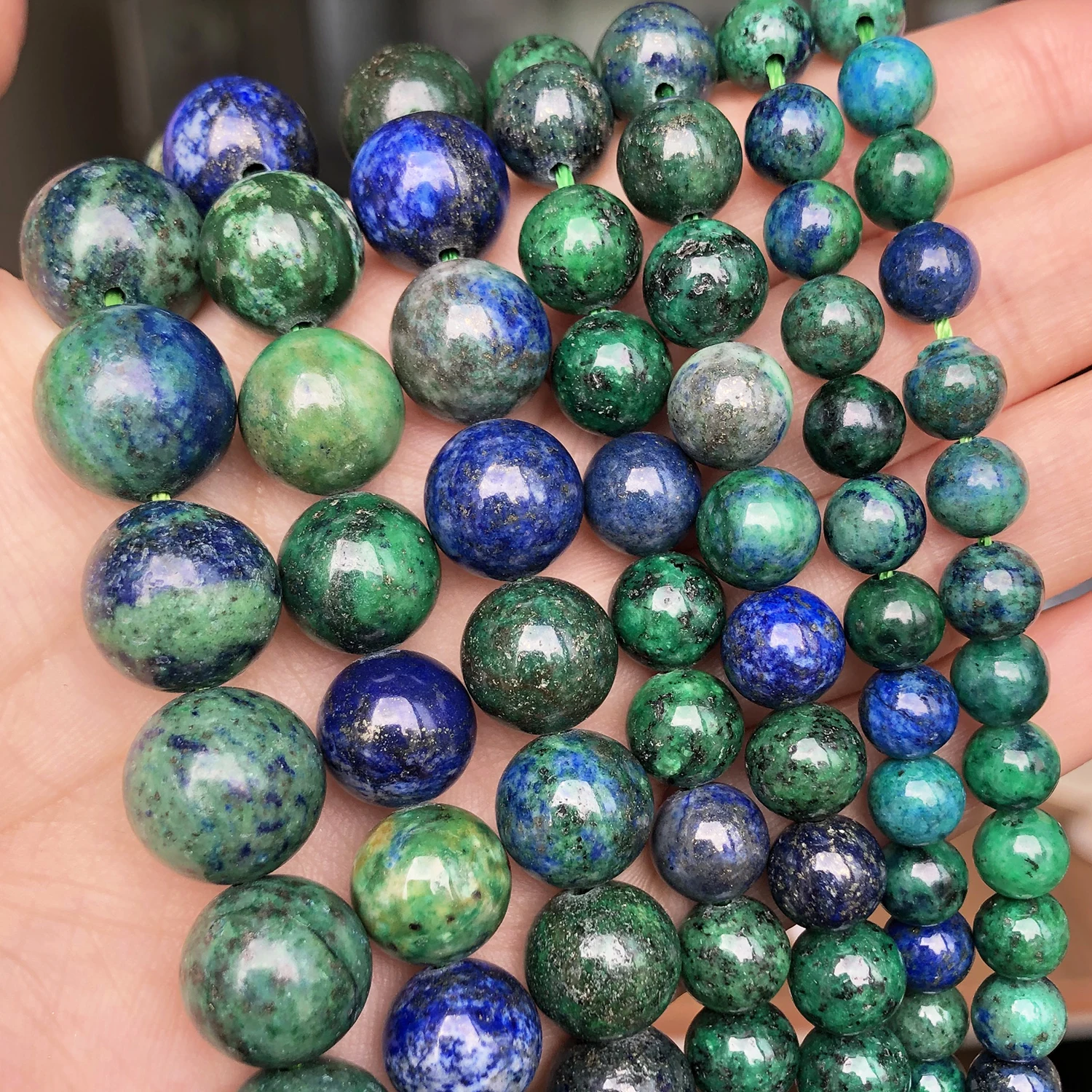 Lapislazzuli Naturali Malachite Azurite Agata Perline Di Pietra Per Creazione Di Gioielli Cucito Collana Braccialetto Fai Da Te 15 ''6 8 10 12Mm
