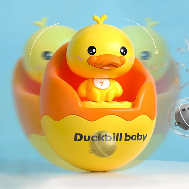 0-36Months Baby Tumbler Rattle Toy Soft Sensory Silicone Bath Toy Newborn Teether Infant Hand Bell Toys Press Squeaky Roly-Poly 1