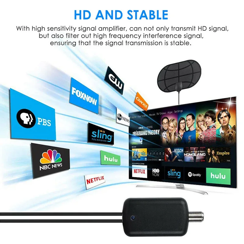 980 Миля Диапазон антенна ТВ цифровая HD 4K антенна цифровая внутренняя HD ТВ 1080P HSJ-19