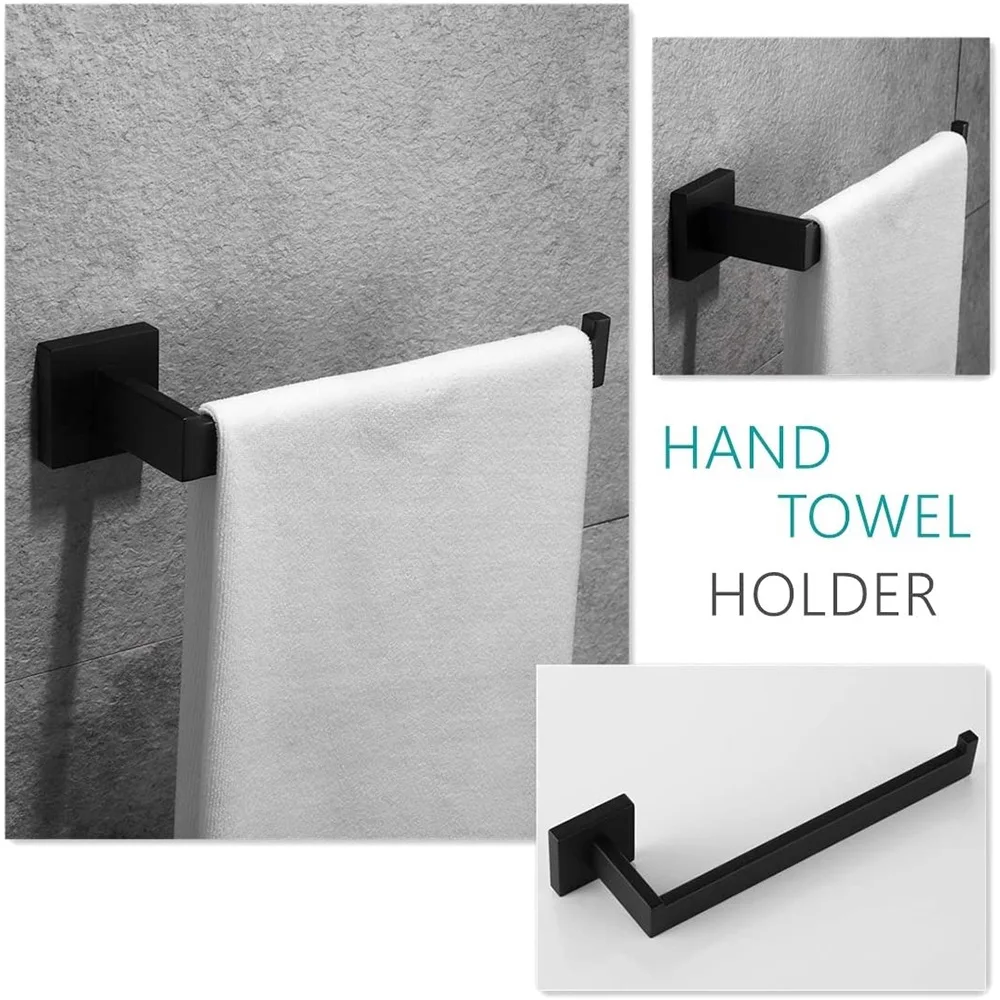 Wall Mounted Towel Bar Robe Hooks toilet paper holder towel hook bathroom hardware set bathroom hardware accessories Toilet Paper Roll Holder Stainless Steel Hardware TAICUTE Black Bathroom Accessories Sets 4