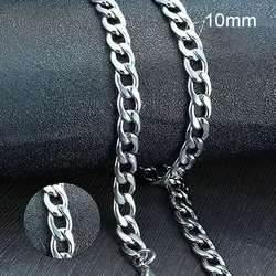 Vnox Men's Black and Gold Cuban Link Chain Necklace - Stainless Steel Choker Jewelry Gift - 60cm 24inch (10mm Silver NC-166)