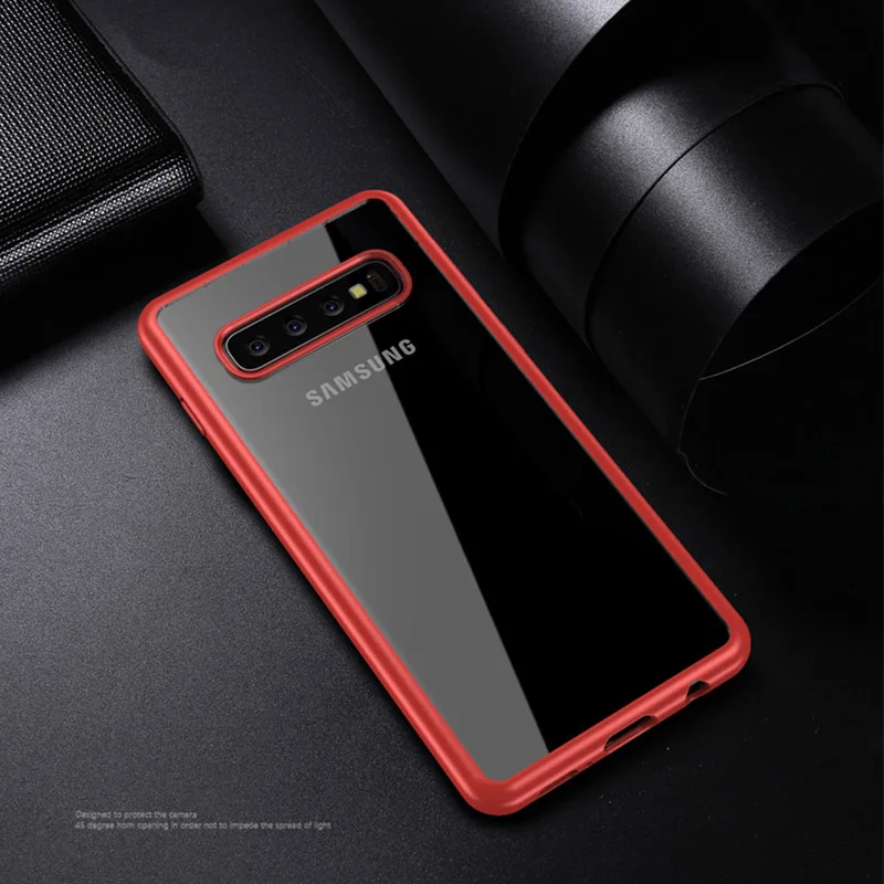 Красный ITEUU противоударный Прозрачный чехол для samsung S10 S10 Plus S10E чехол s TPU акриловая прозрачная задняя крышка для samsung S10 S10PLUS S10E - Цвет: Красный