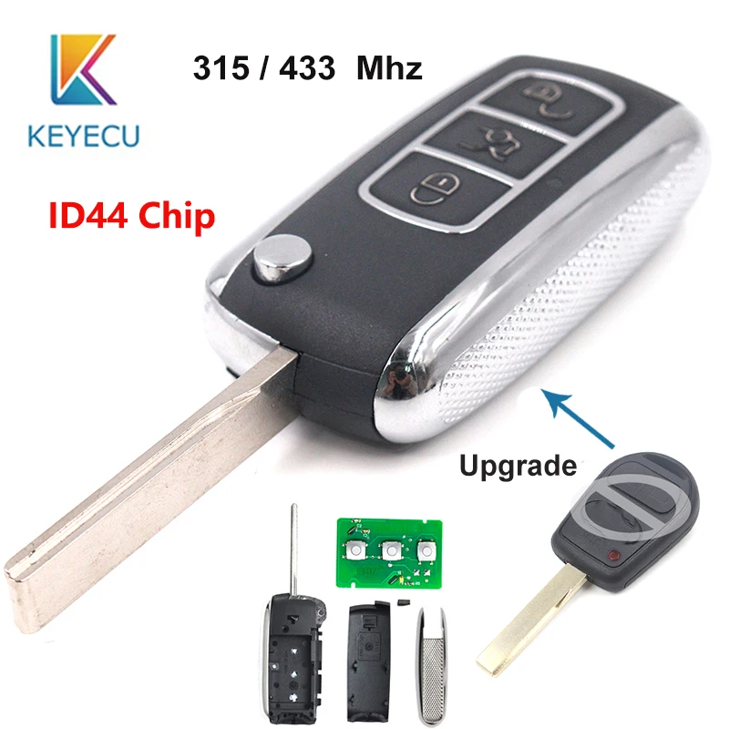

KEYECU Free Programming Upgraded Remote Car Key Fob 315MHz / 433MHz ID44 Chip for Land Rover Range Rover 2002-2006 /Sport 2006