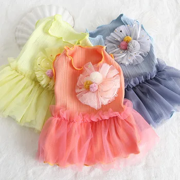 

High Quality Spring and Summer New Fashion Pet Clothes Dog Dress Doggy Lady Dress Pet Supplies Have Three Colors Are Available