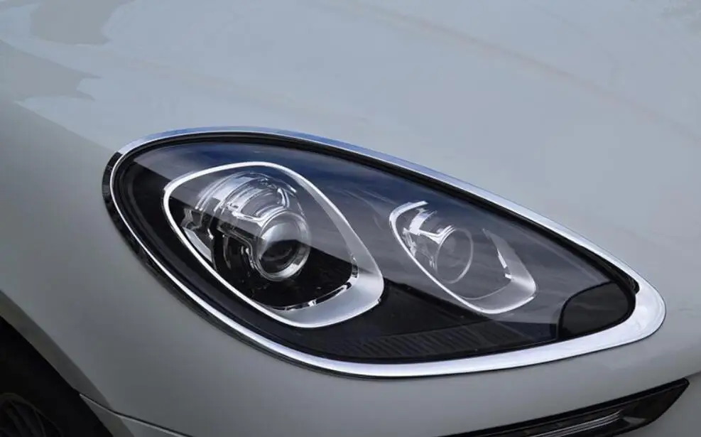 ABS Хром Передняя фара автомобиля+ задний фонарь Крышка лампы отделка для Porsche Macan - Цвет: Front