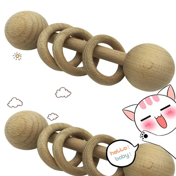 

Newborn Educational Toys DIY Wooden Baby Molar Teether Toys Solid Wood Rattle Baby Room Decoration Birth Gift 038