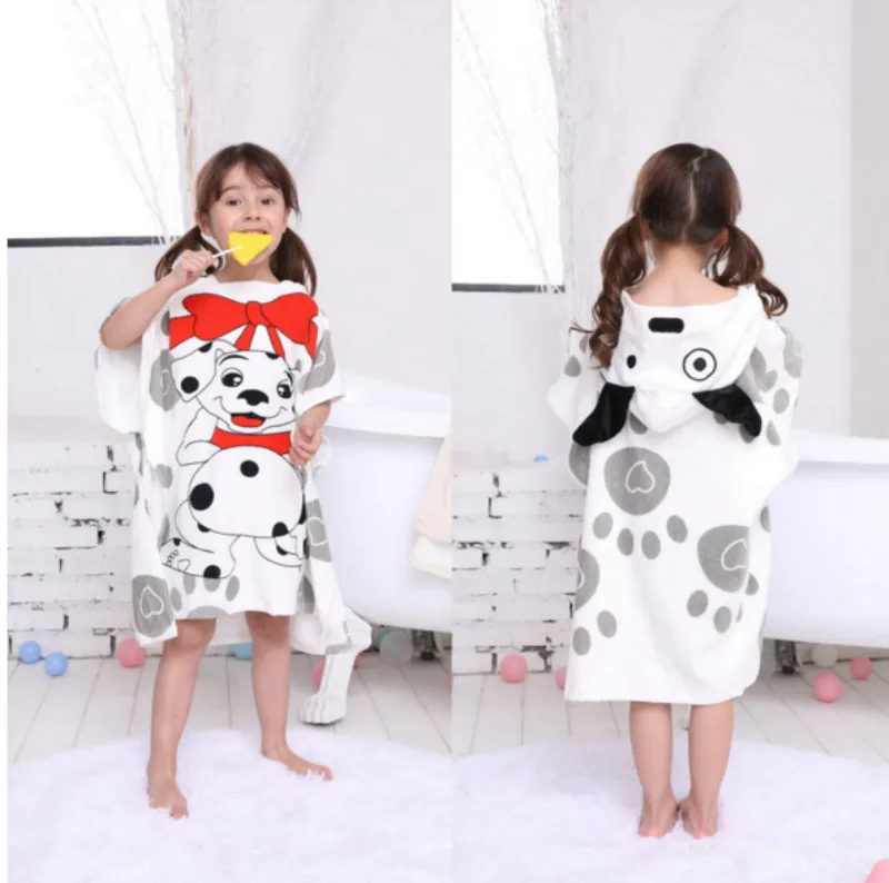 dog 60x120 см, детский халат с капюшоном, банное полотенце, хлопок, с рисунком, бархат, впитывающий плащ, пляжное полотенце для мальчиков и девочек, T797 - Цвет: dog